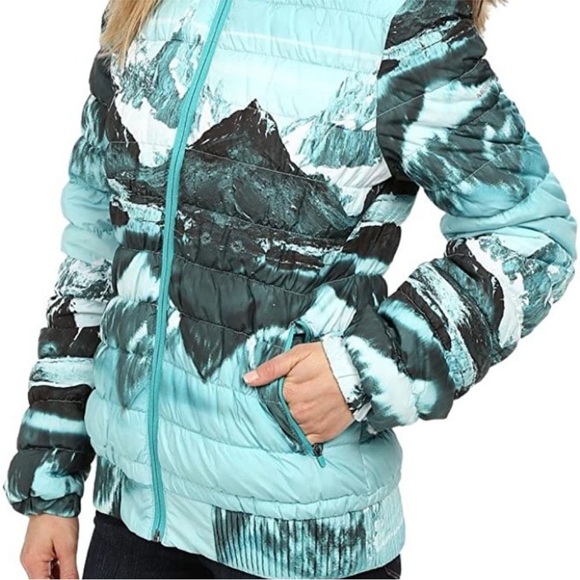 Merrell Silversun Featherless Puffer Hoodie, mountain landscape print - Picture 3 of 9
